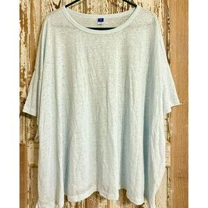 Women's Old Navy Short Sleeve Oversized Linen-Blend T-Shirt - Icebox Blue - 4X